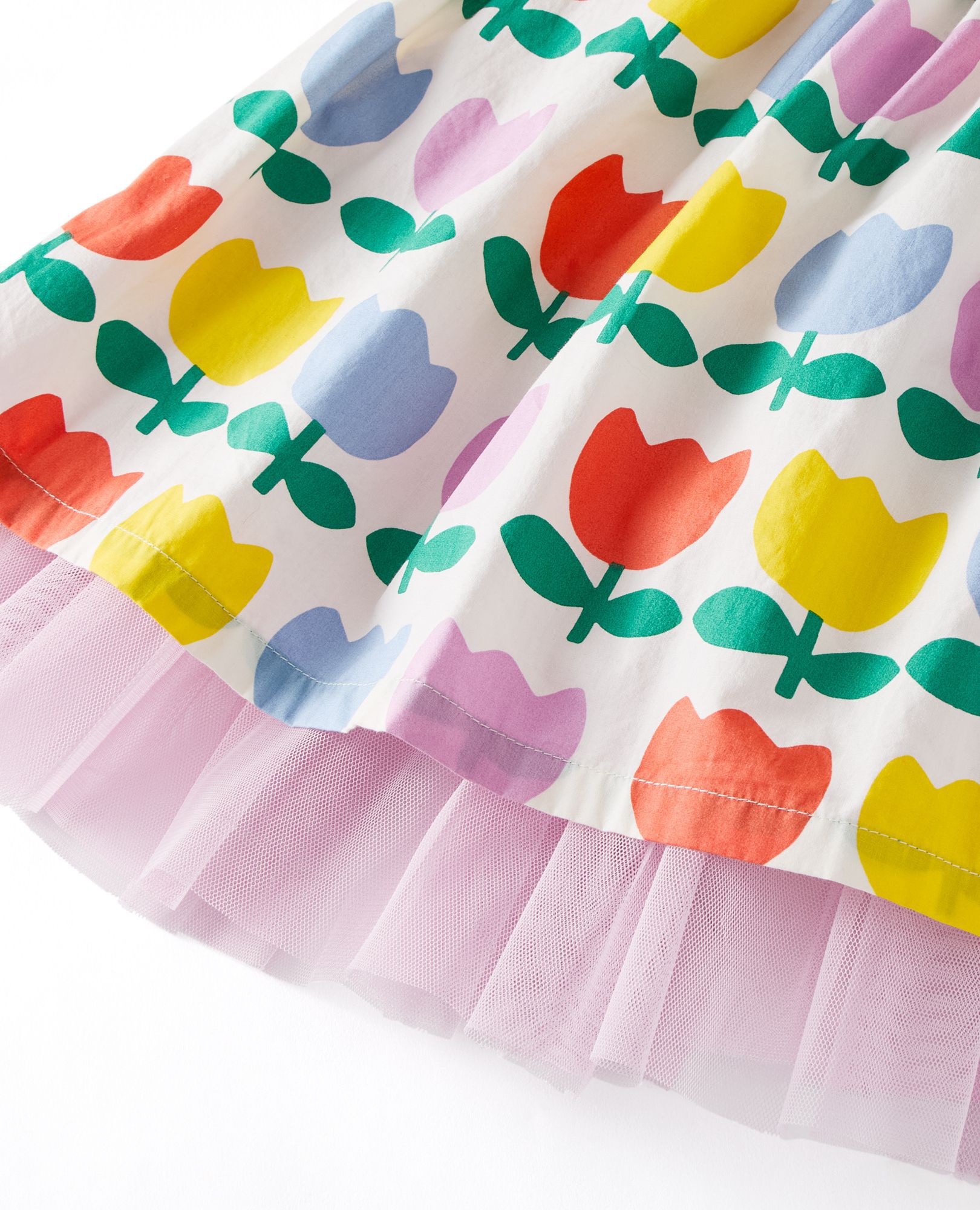 Sleeveless Poplin Dress in Rainbow Tulips - main