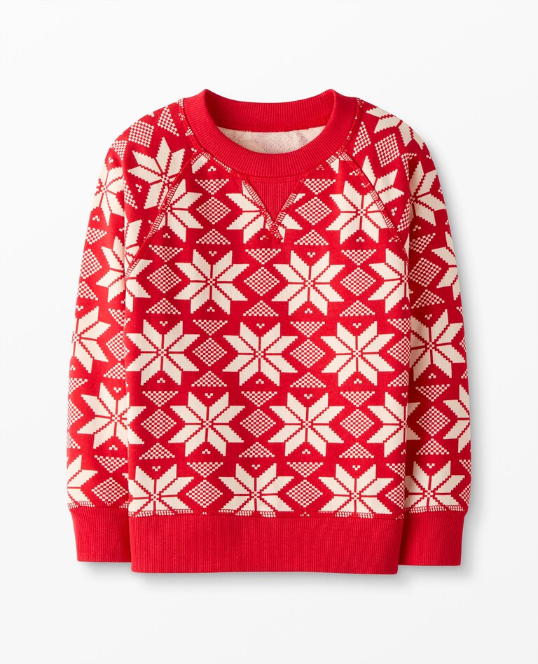 Holiday Print Sweatshirt In French Terry in Scandi Snowflake - main