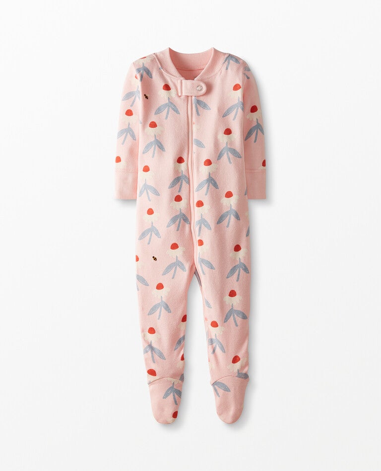 Baby Zip Footed Sleeper In Organic Cotton in Delightful Daisy - main