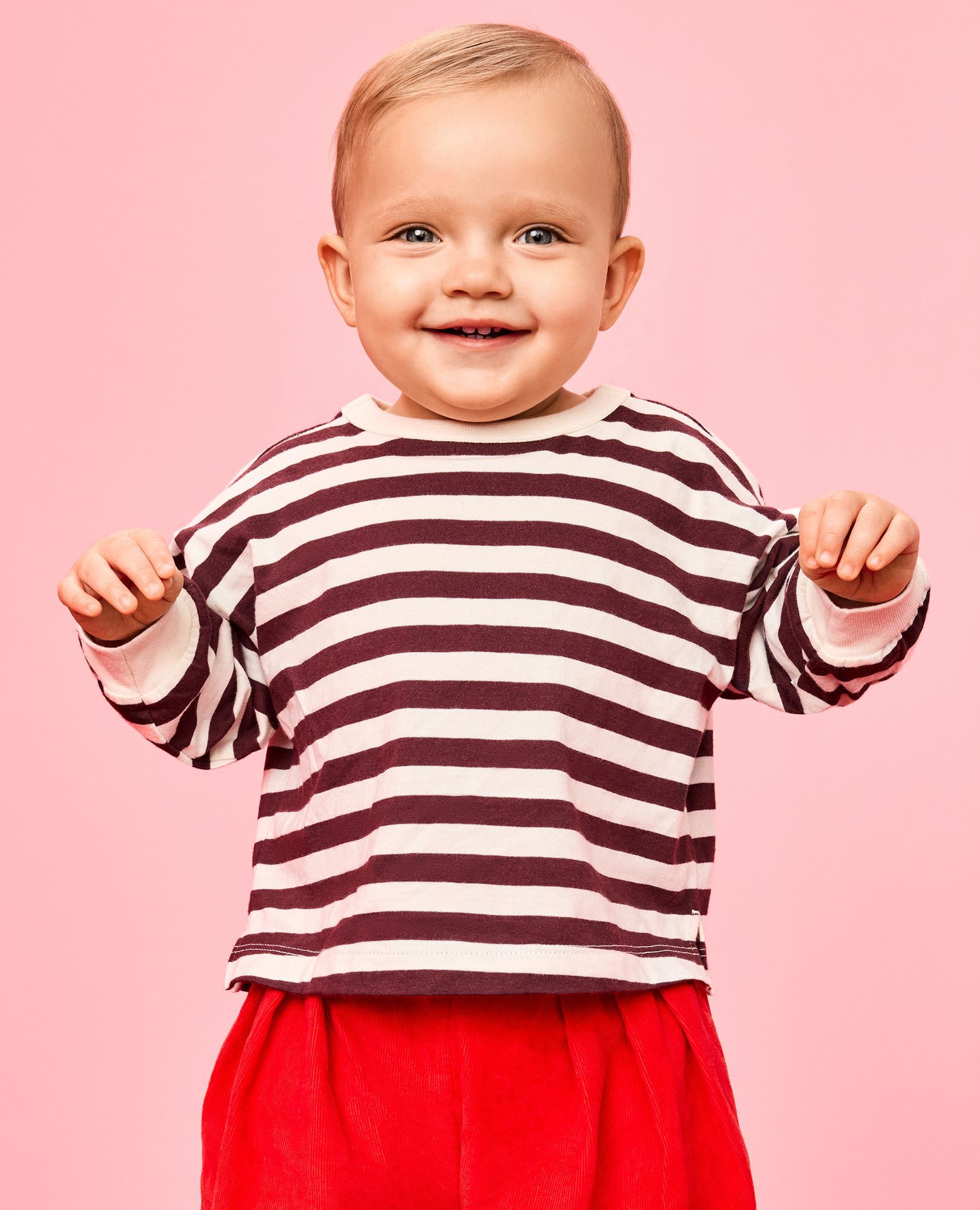 Baby Balloon Sleeve Oversized T-Shirt in Eggplant/Ecru - main