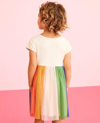 Dolman Sleeve Tulle Rainbow Dress in Ecru Rainbow - main