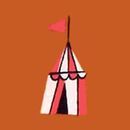 Playground Dress with Pockets in Tents on Dogwood - swatch