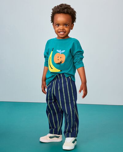Baby French Terry Tapered Pants in Navy Blue/Green Olive - main