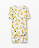 Short John Pajamas In Organic Cotton in Lemonade In White - main