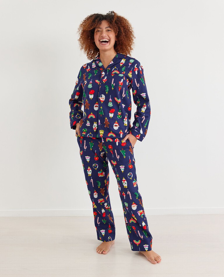 Adult Unisex Holiday Flannel Pajama Pant in Heirloom Ornaments - main