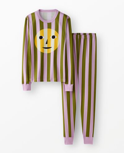 Adult Dusen Dusen Long John Pajama Set in Sea Stripe - main