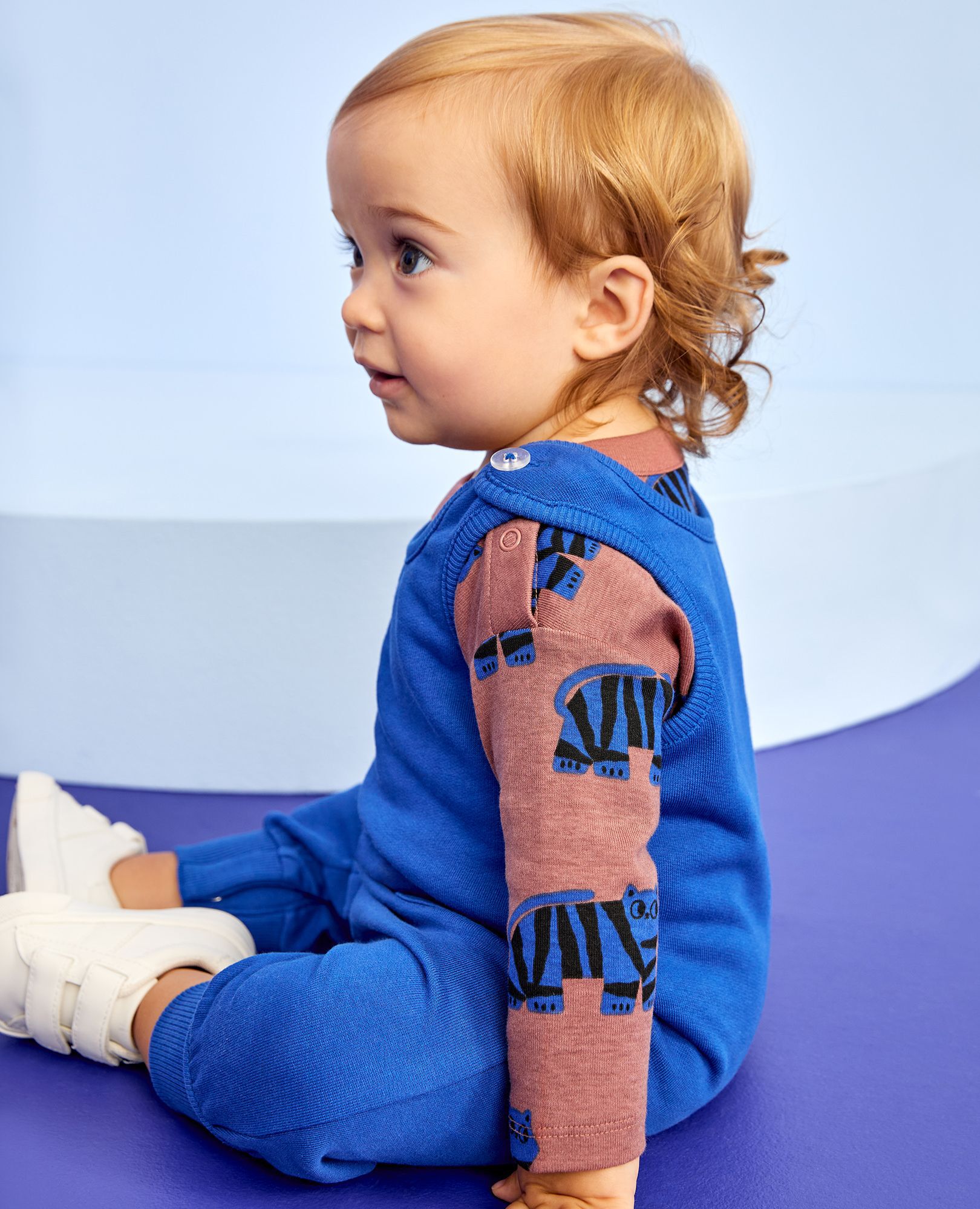 Baby French Terry Overalls in Happy Blue - main