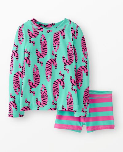 Rashguard Top & Shorts Set in Tiger on Green - main