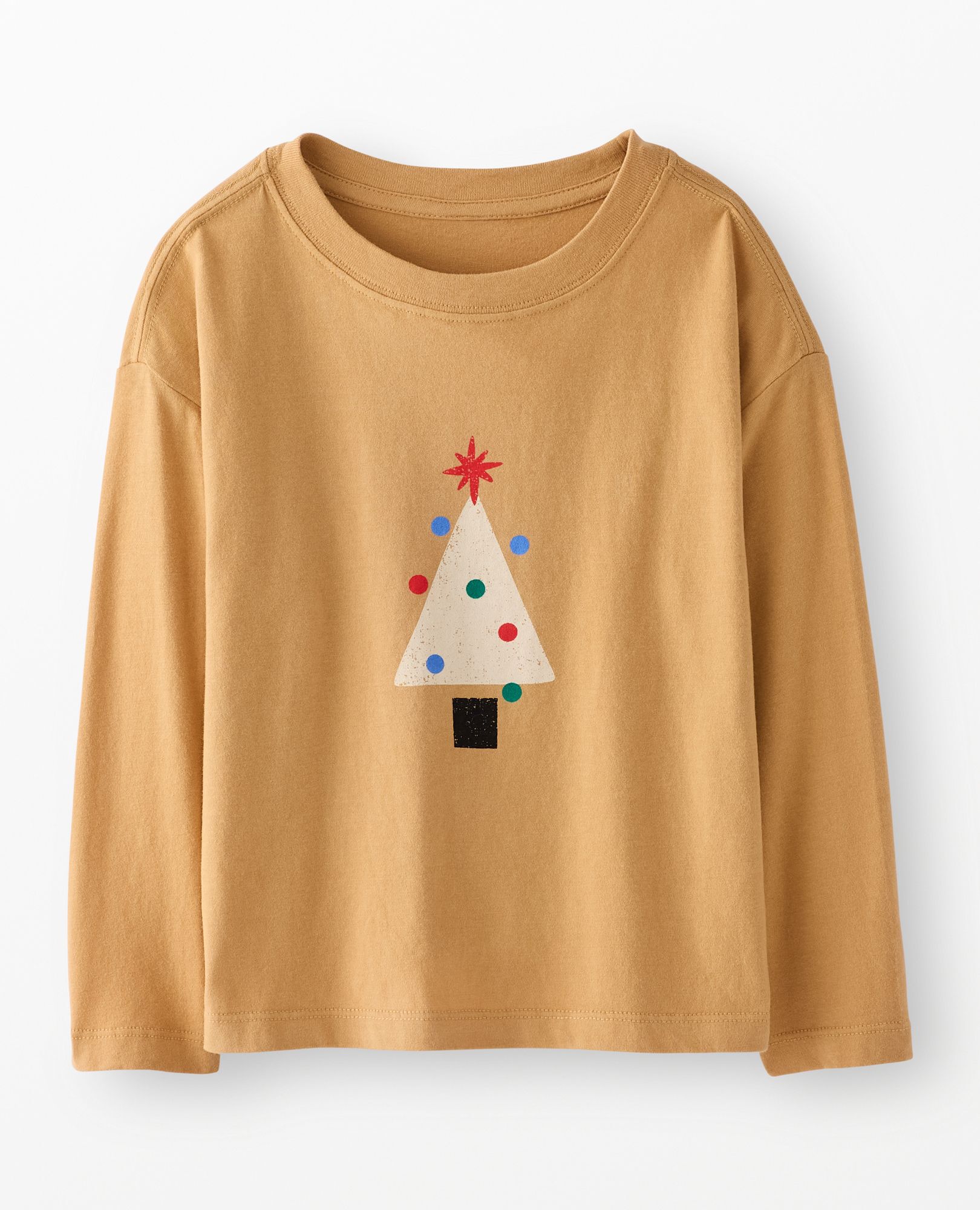 Holiday Long Sleeve Relaxed Fit T-Shirt in Winter Trees on Camel - main