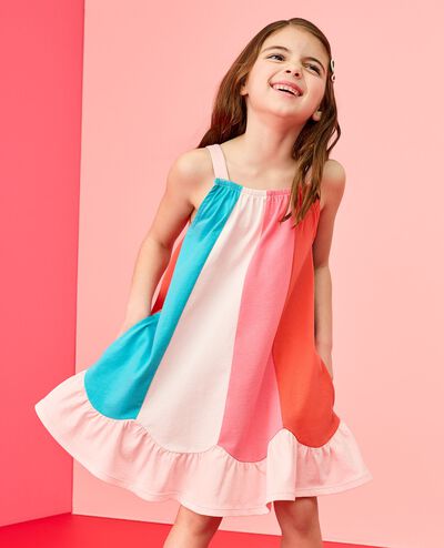 Sleeveless Colorblock Swing Dress with Pockets in Multi Ombre - main