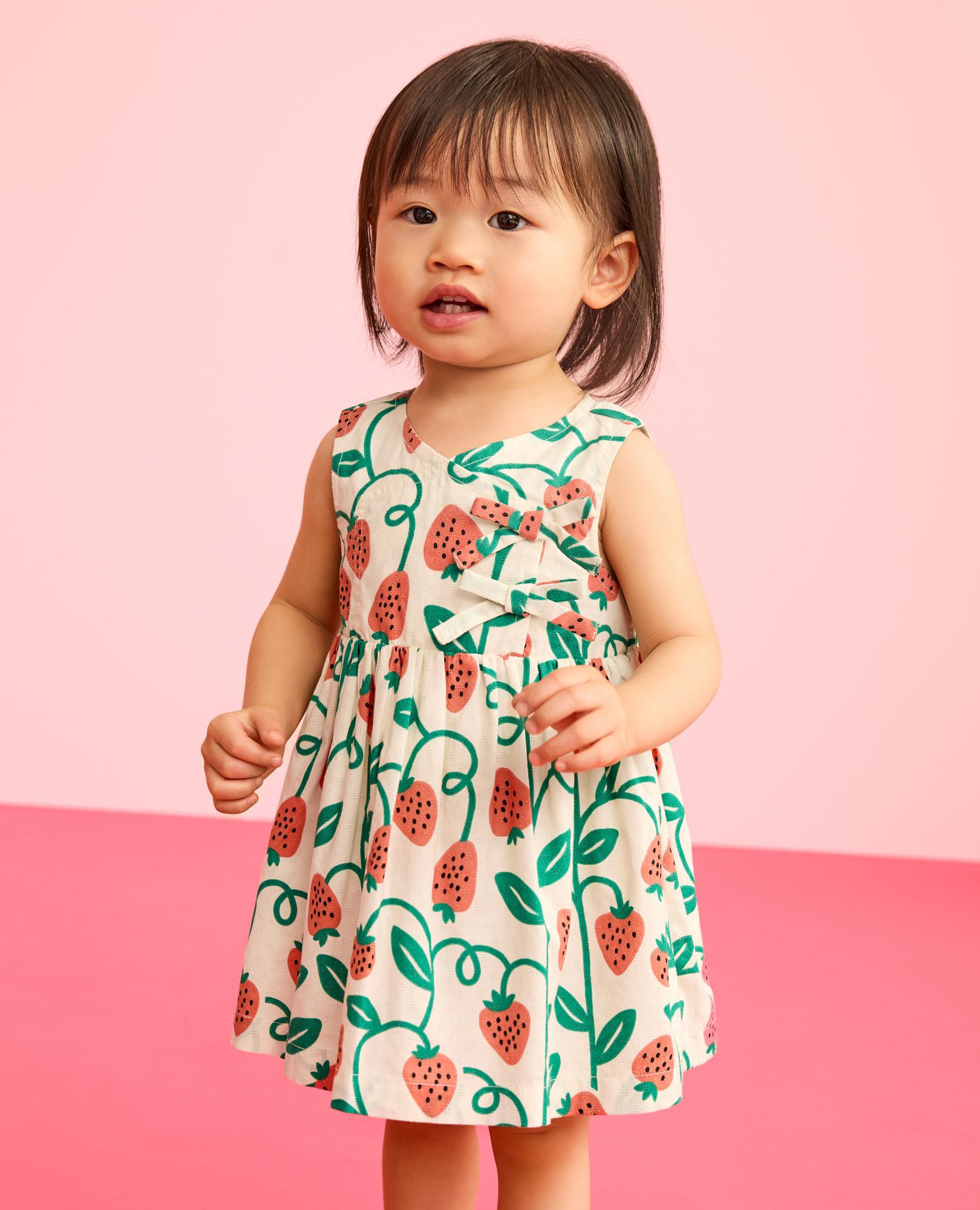 Baby Cross Front Dress & Bloomers Set in Strawberry Season - main