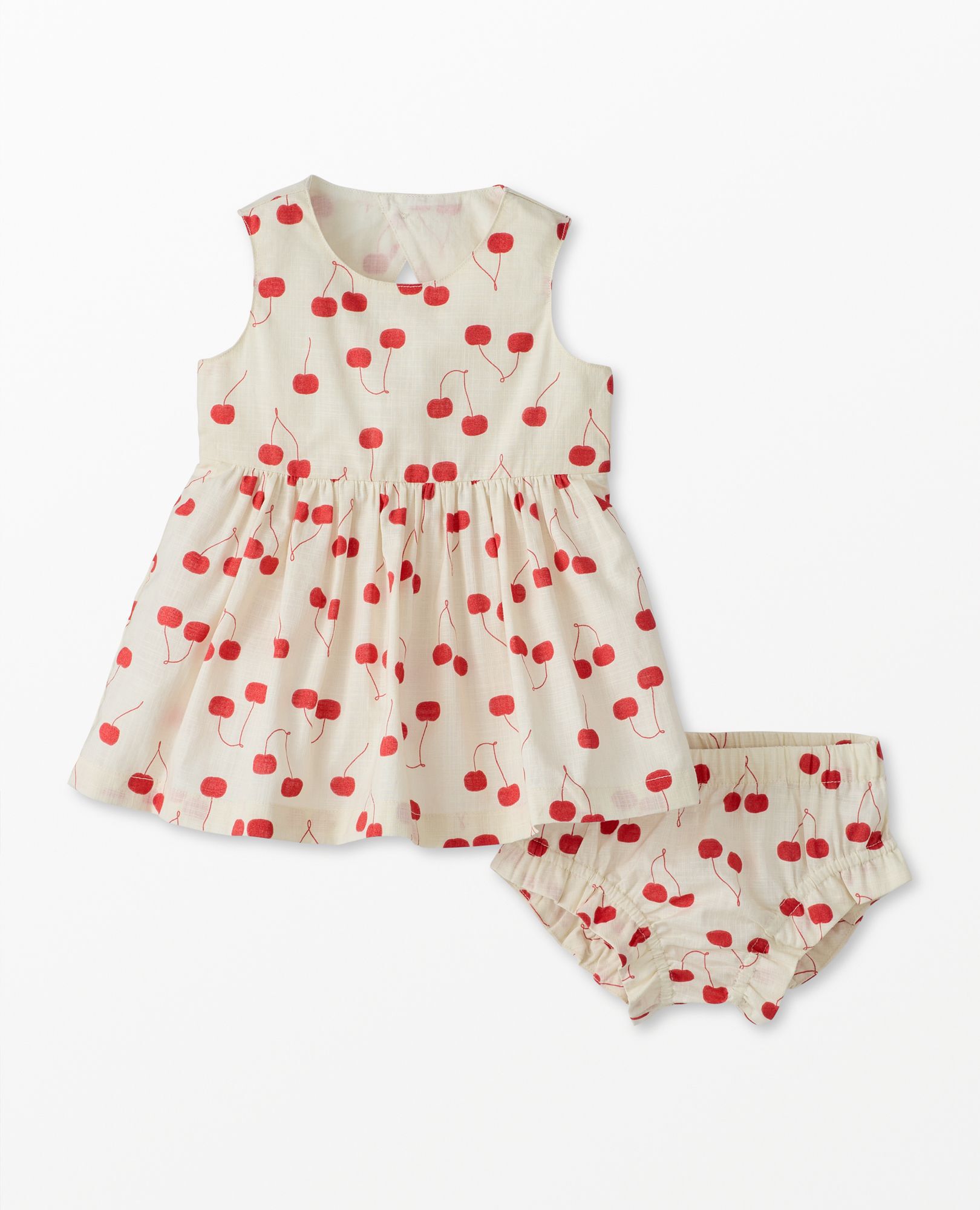 Baby Poplin Dress & Bloomers Set in Cherry on Top on Ecru - main