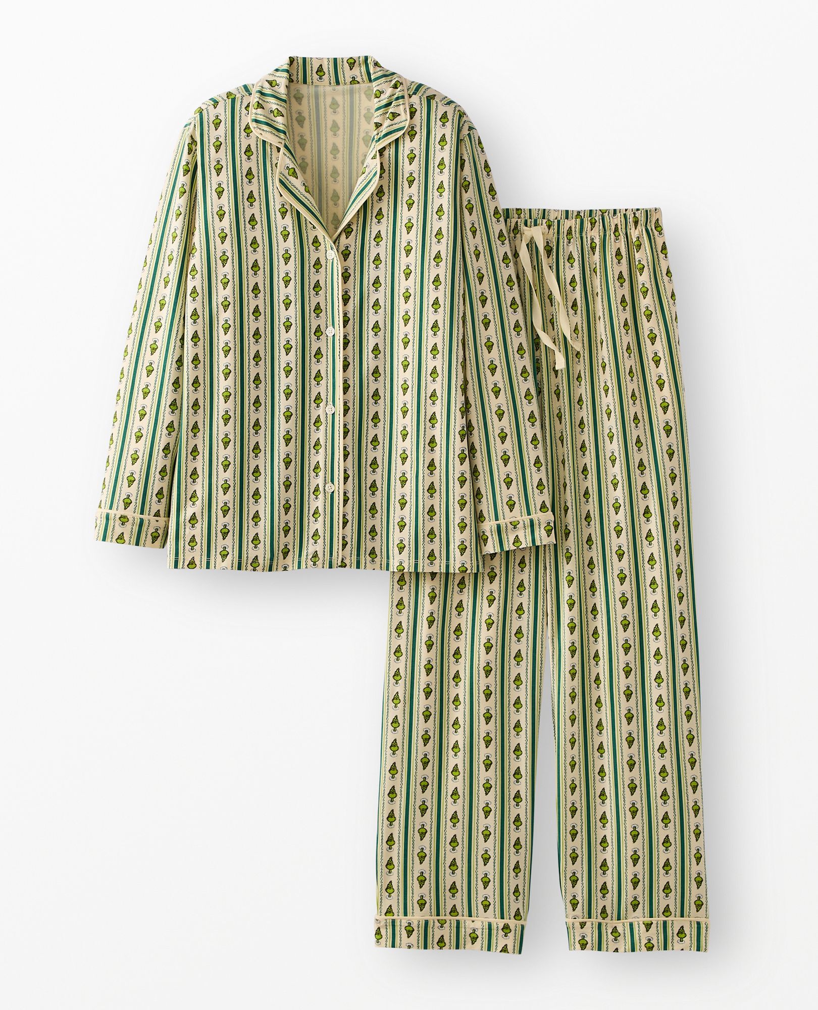 Women's Dr. Seuss Grinch HannaSoft™ Long Sleeve Pajama Set in Grinch Wallpaper - main