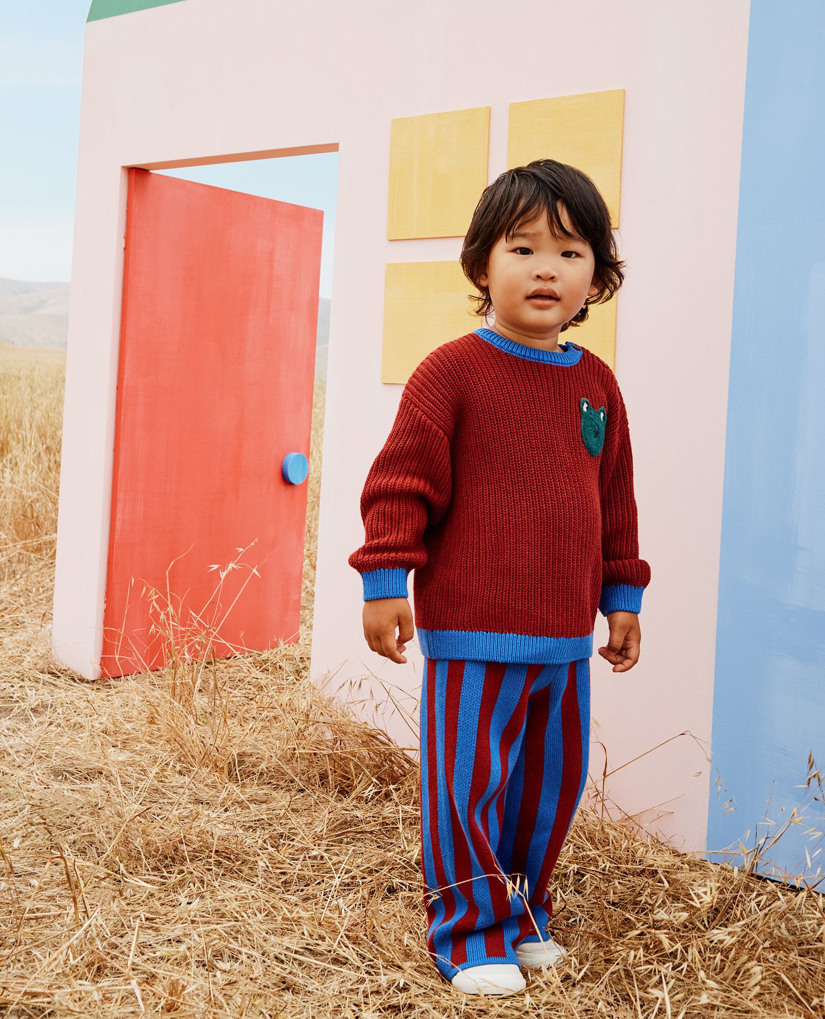 Sweater & Wide Leg Pants Set in Beet Red - main