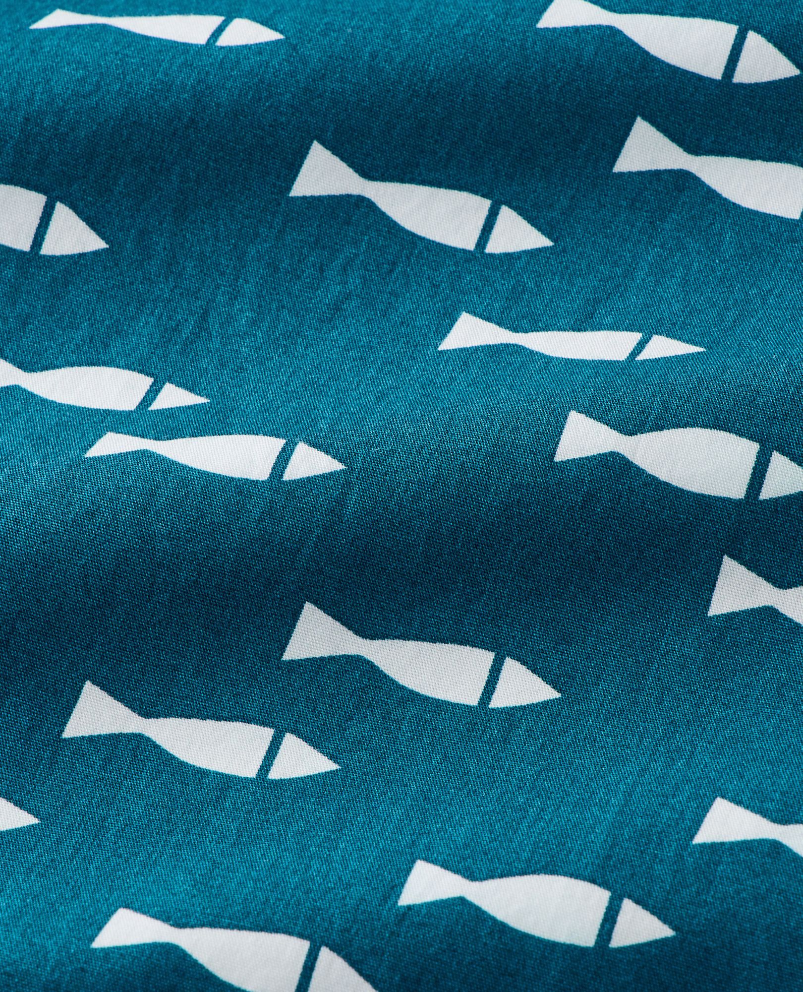 Women's Long Sleeve Poplin Pajama Set in School of Fish on Atlantic Blue - main