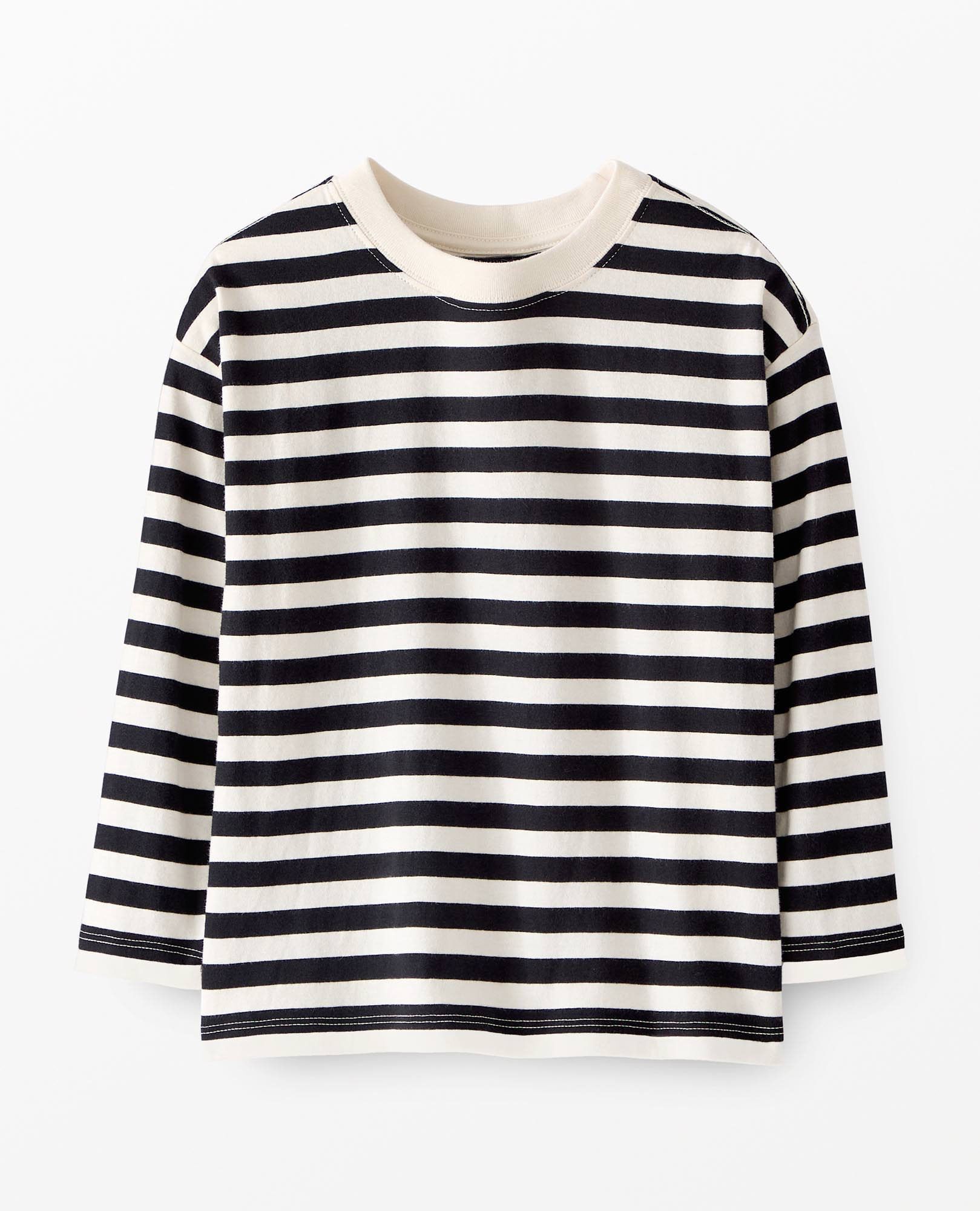 Long Sleeve Relaxed Fit T-Shirt in Black/Ecru - main