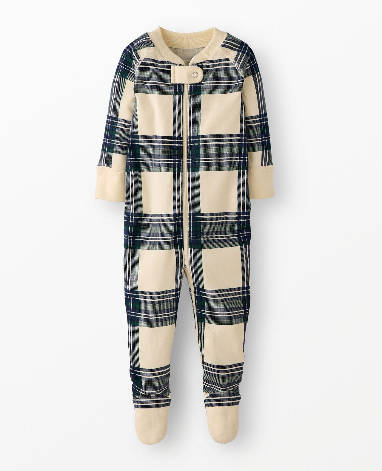Holiday HannaJams™ Footed Sleeper in Green/Almond Oil Plaid - main