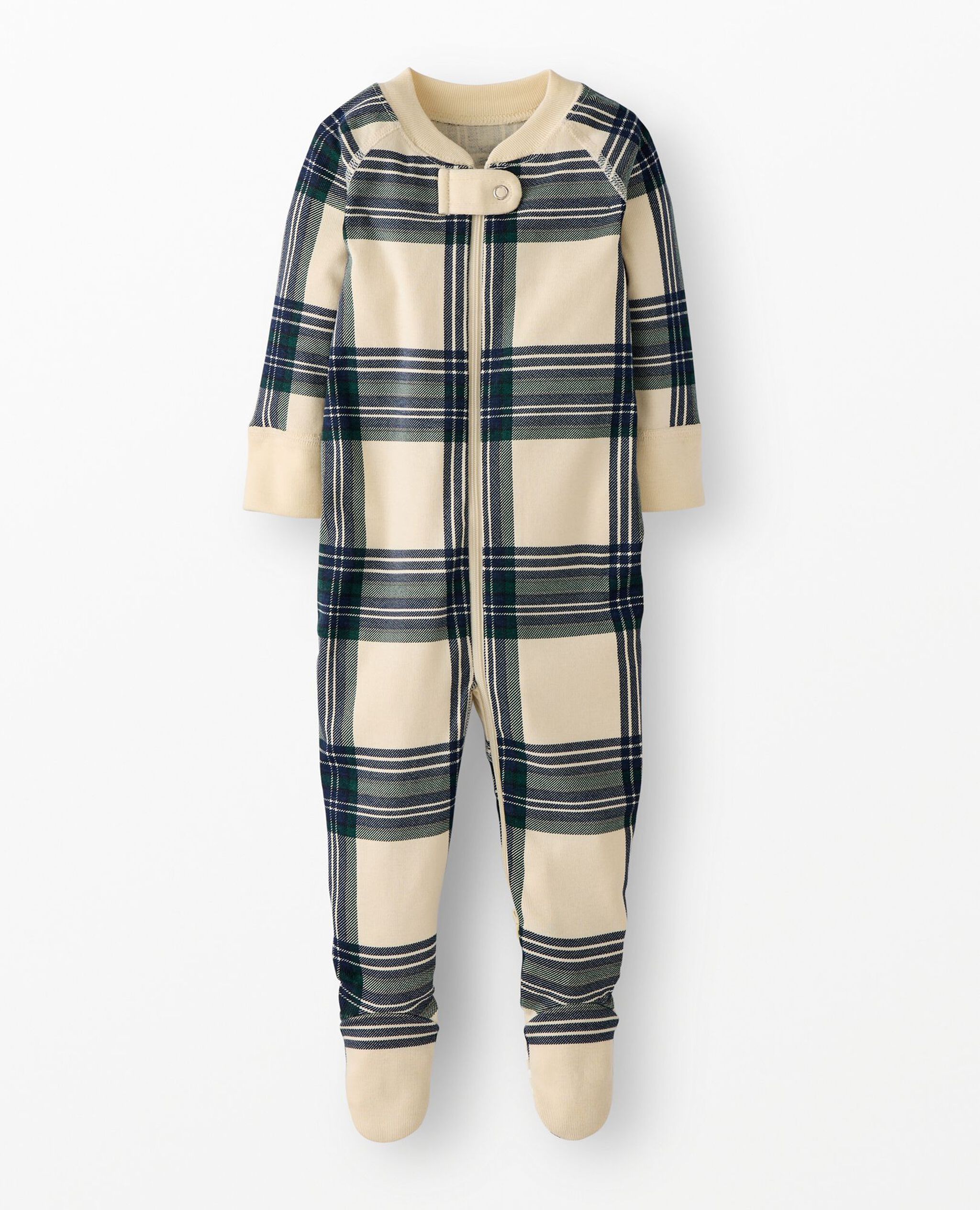 Holiday HannaJams™ Footed Sleeper in Green/Almond Oil Plaid - main