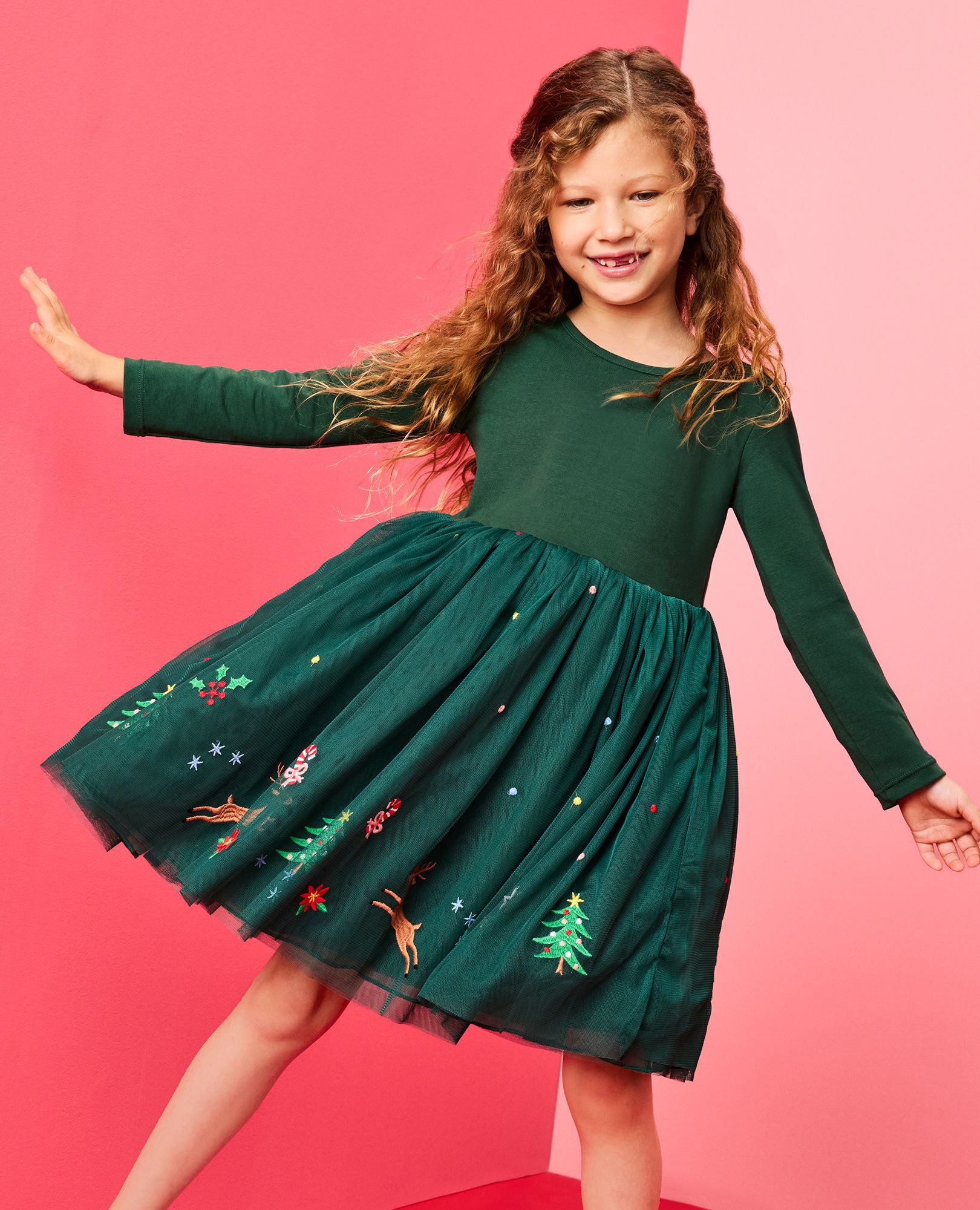 Long Sleeve Tulle Embroidered Dress - thumbnail 3