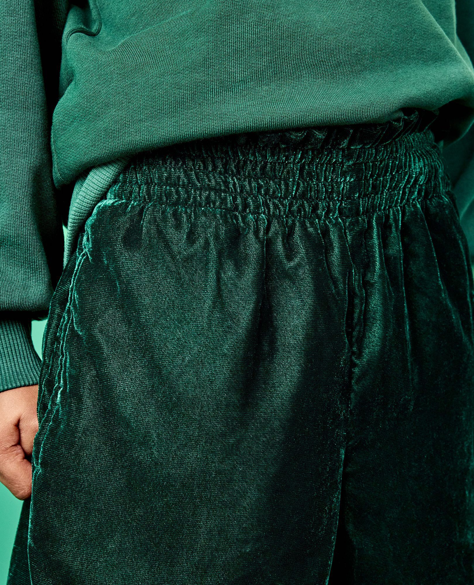 Velvet Wide Leg Pants in Malachite - main