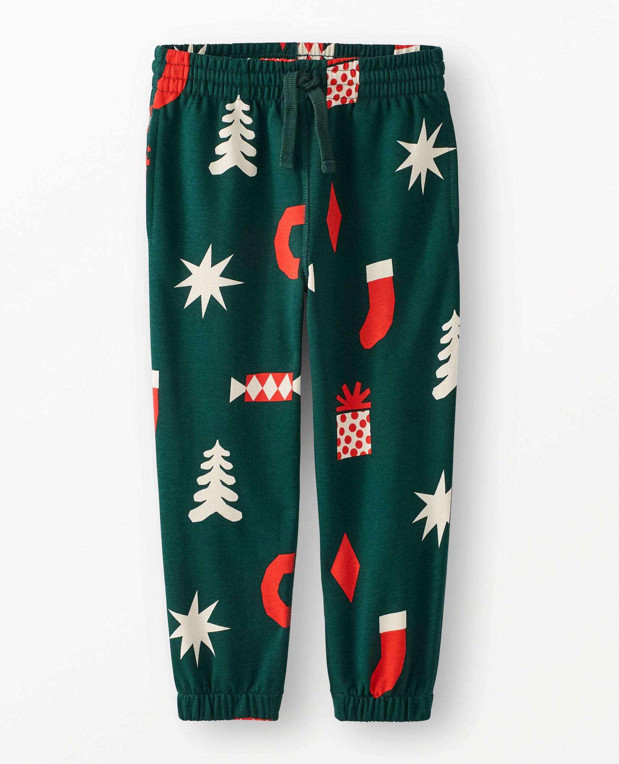 Holiday French Terry Sweatpants in Modern Festive on Malachite - main