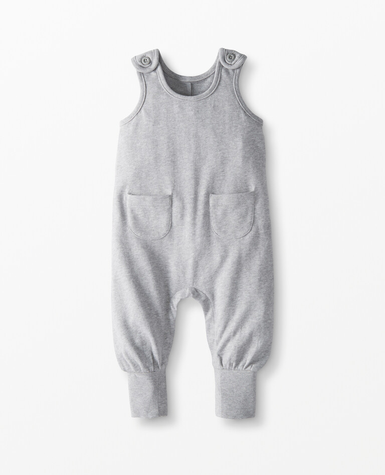 French Terry Pocket Overalls in Heather Grey - main