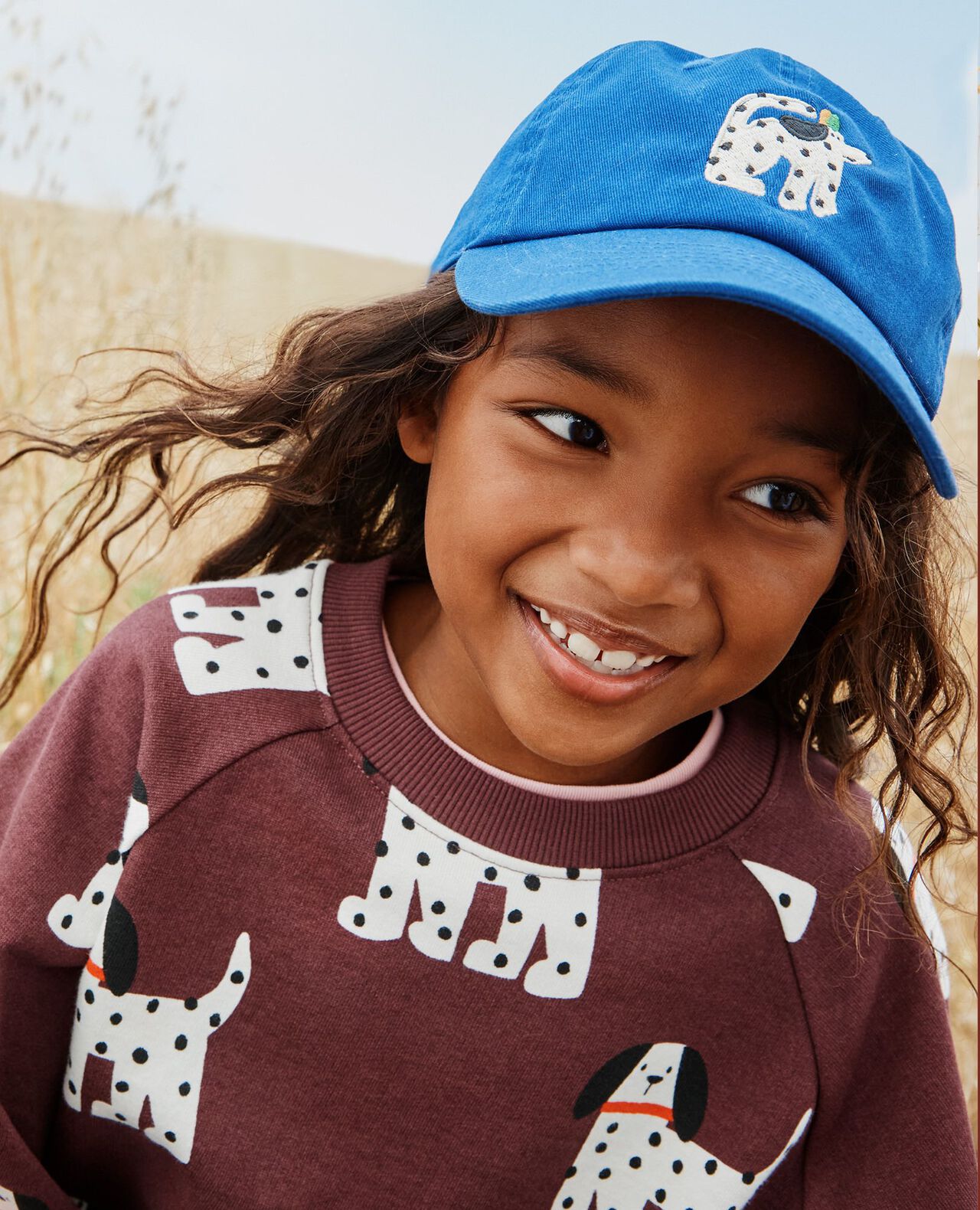 Hanna x Rey to Z Graphic Baseball Hat in Spotty Dog on Blue - main