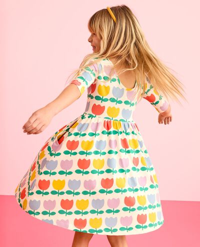 Skater Dress with Pockets in Rainbow Tulips - main