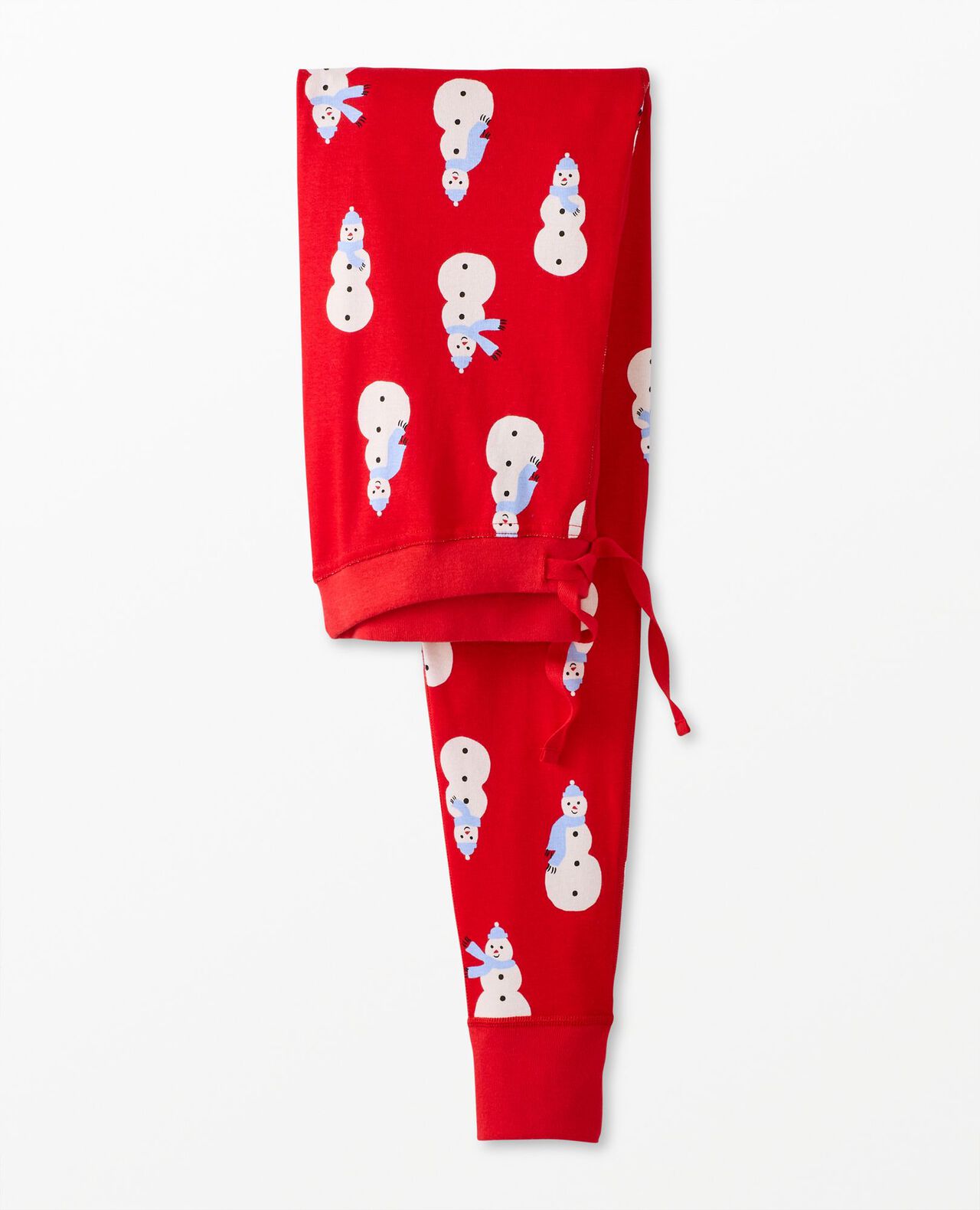 Women's Holiday Long John Pajama Pants in Snowmen on Red - main