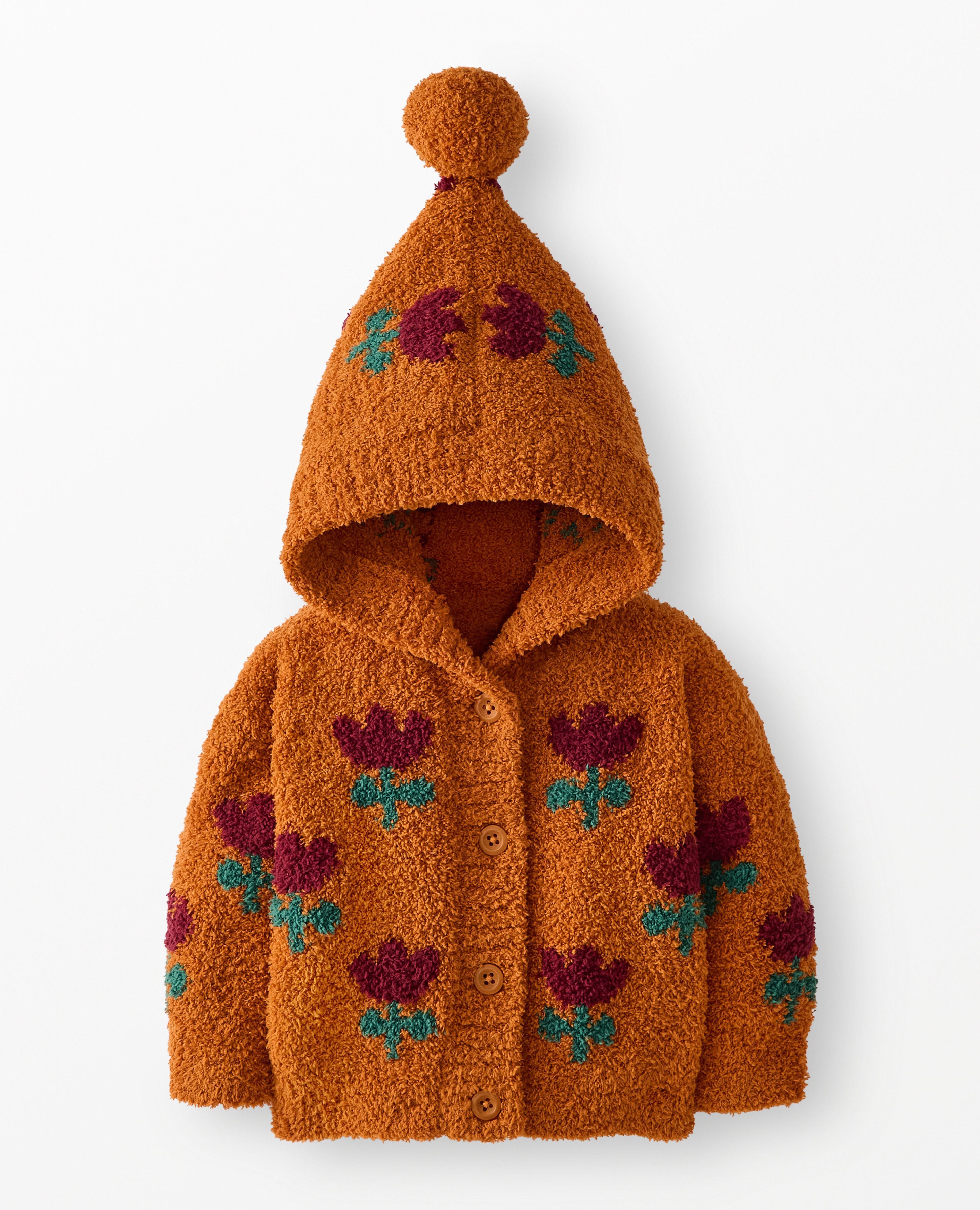 Baby Marshmallow Hoodie Cardigan in Tulips on Dogwood - main