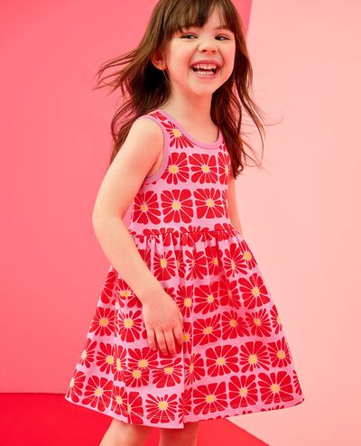 Sleeveless Playground Dress with Pockets in Funky Floral on Azalea Pink - main