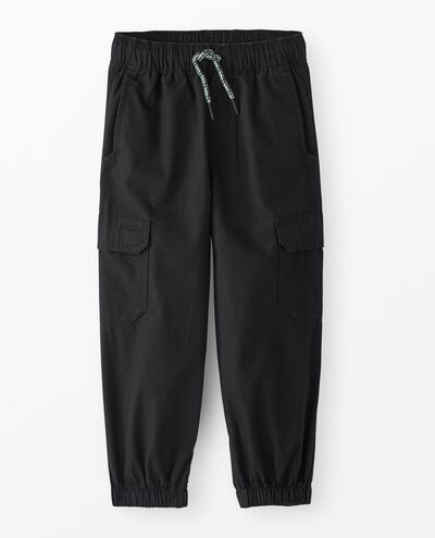 Loose Fit Poplin Cargo Joggers in Black - main