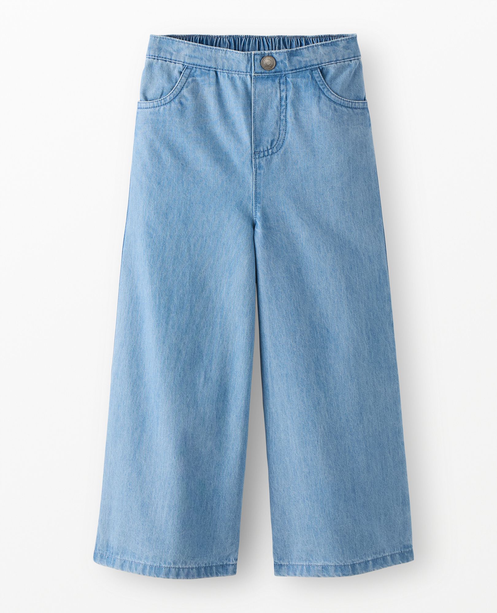 Denim Wide Leg Pants in Light-Medium Wash - main