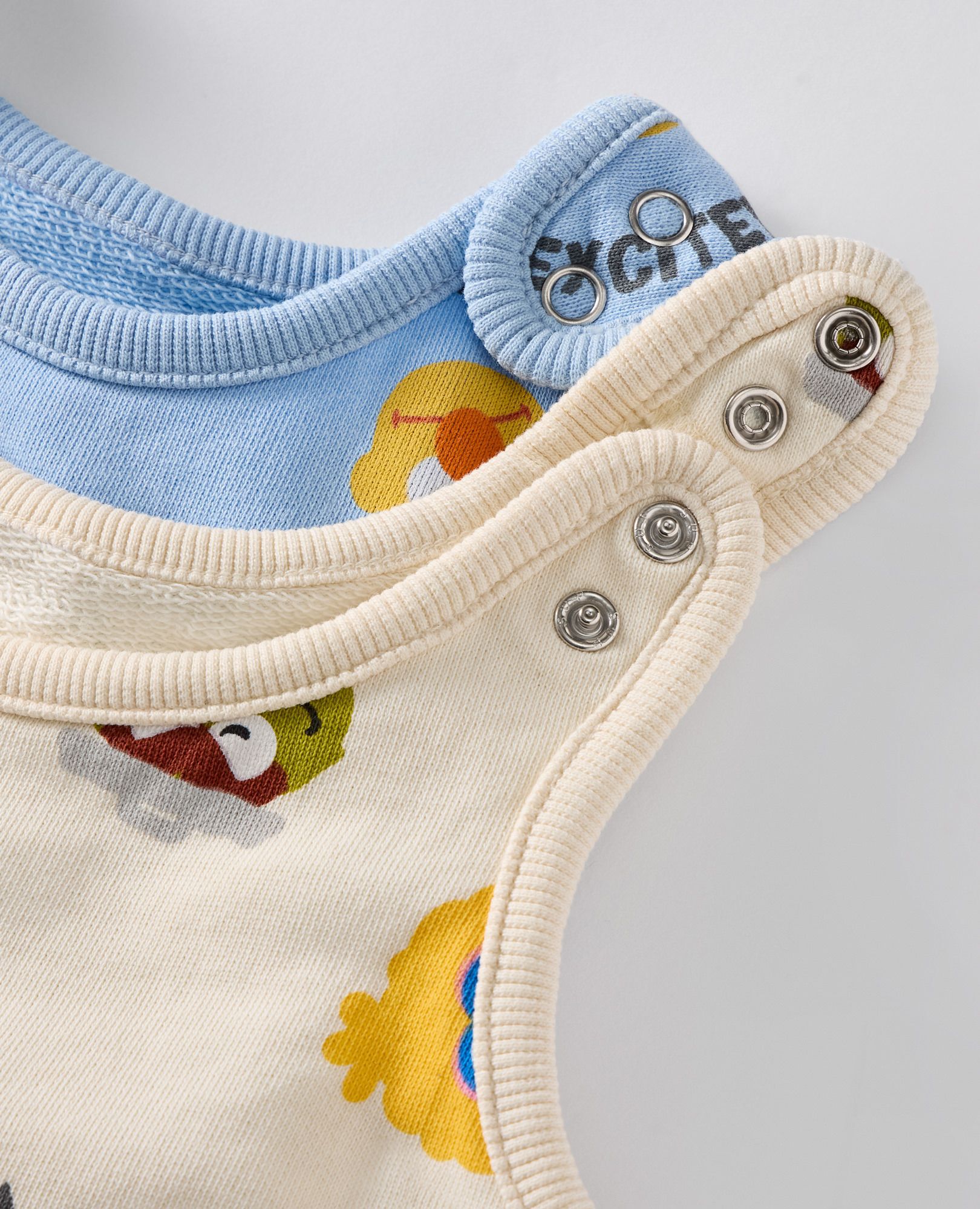 Baby Sesame Street T-Shirt & French Terry Overalls Set in Sesame Street Feelings on Ecru - main