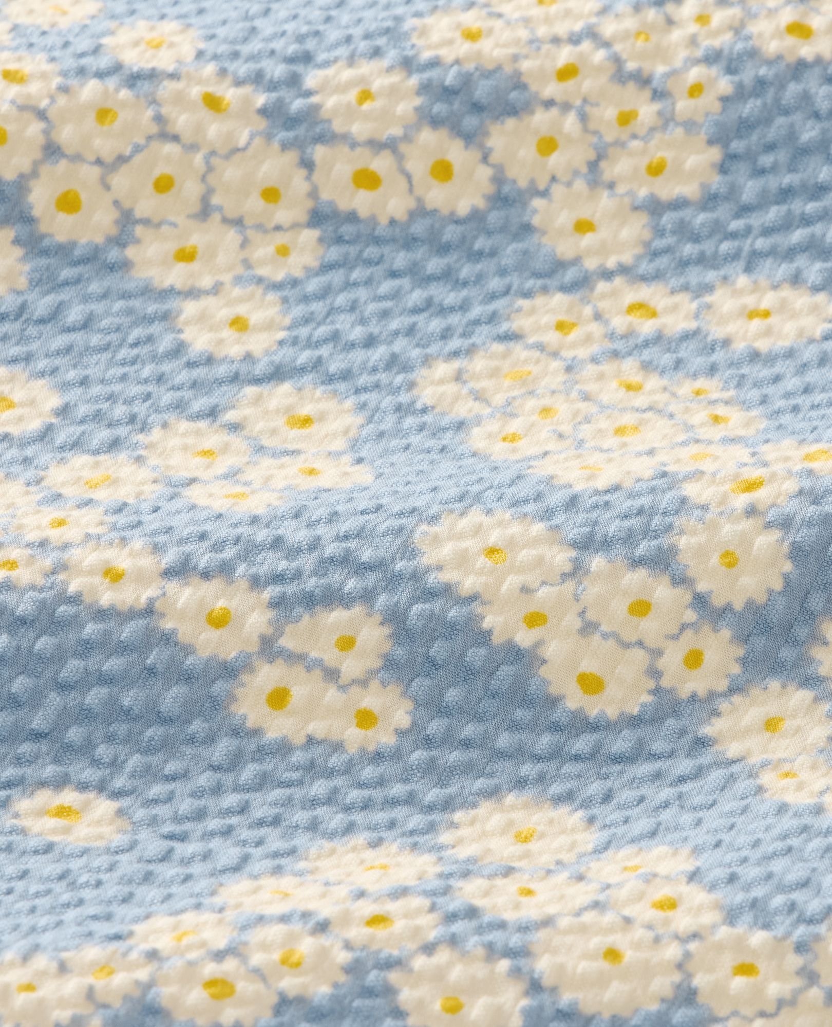 Oversized Seersucker Button Up Shirt in Flowers on Blue - main