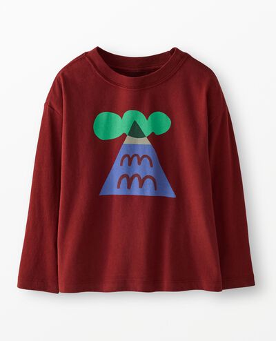 Long Sleeve Relaxed Fit Graphic T-Shirt in Abstract Mountain - main