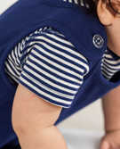 Baby Pocket Overalls In Organic French Terry in Navy Blue - main