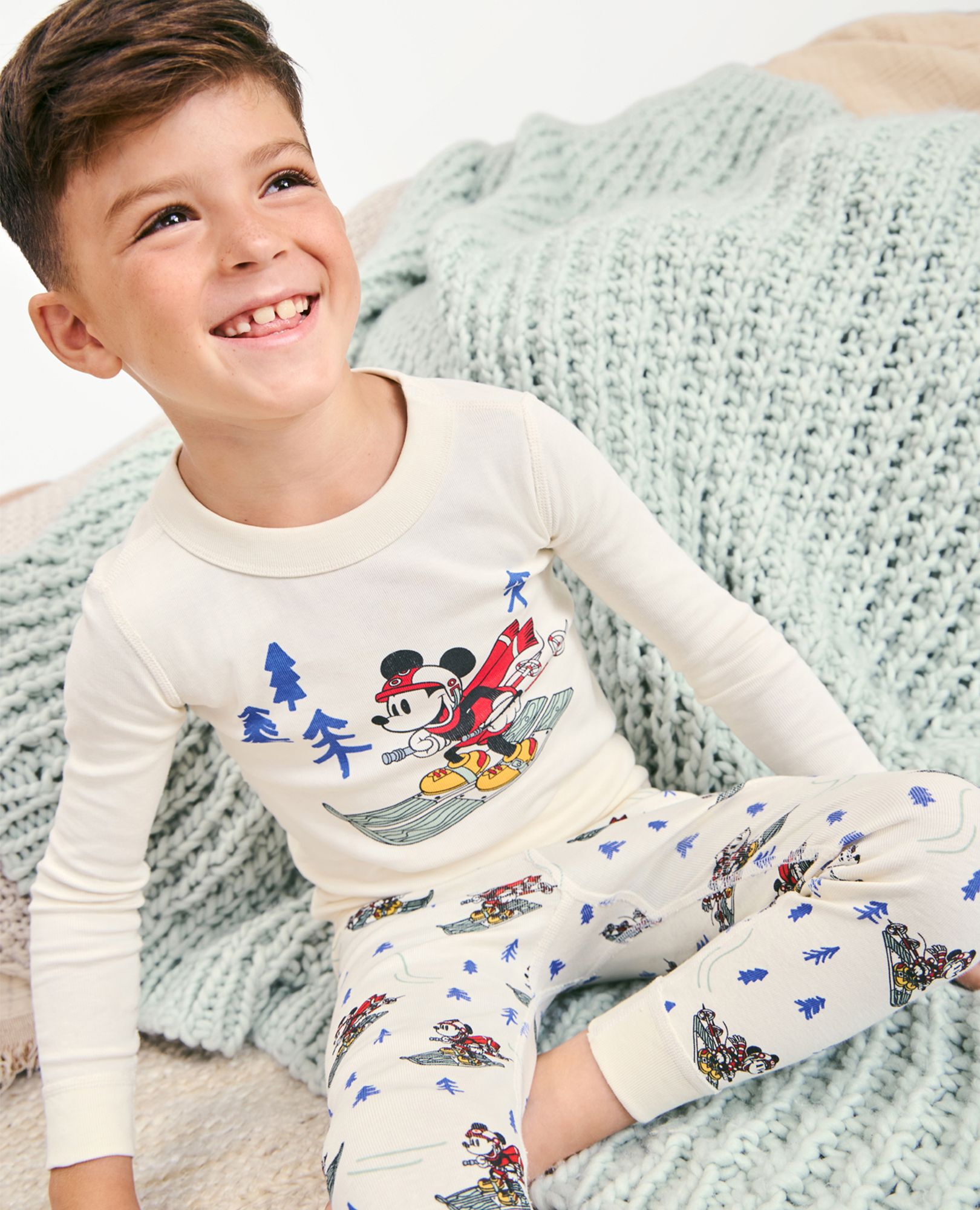Kids Disney Mickey Mouse Holiday Long John Pajama Set