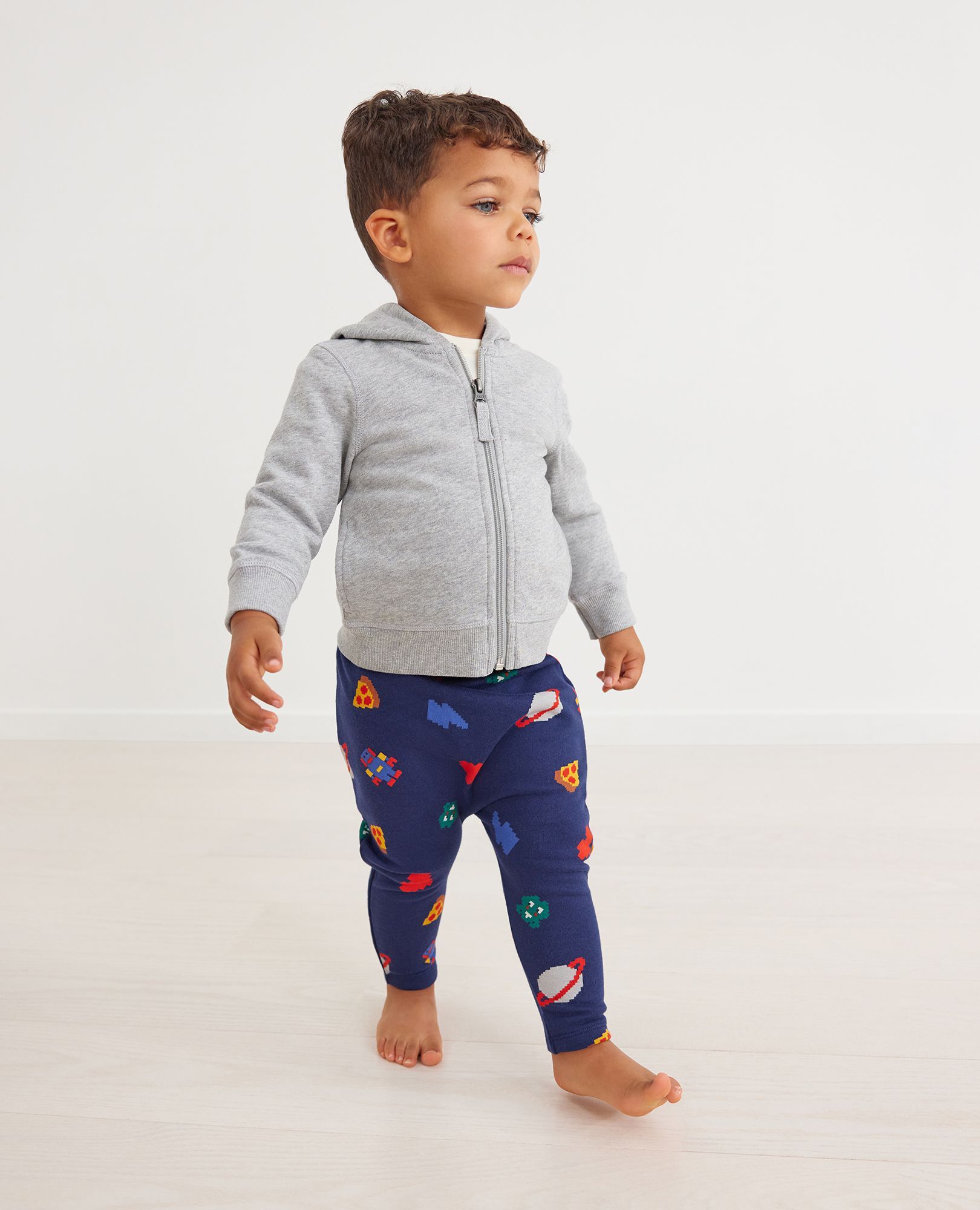 Baby French Terry Hoodie in Heather Grey - main