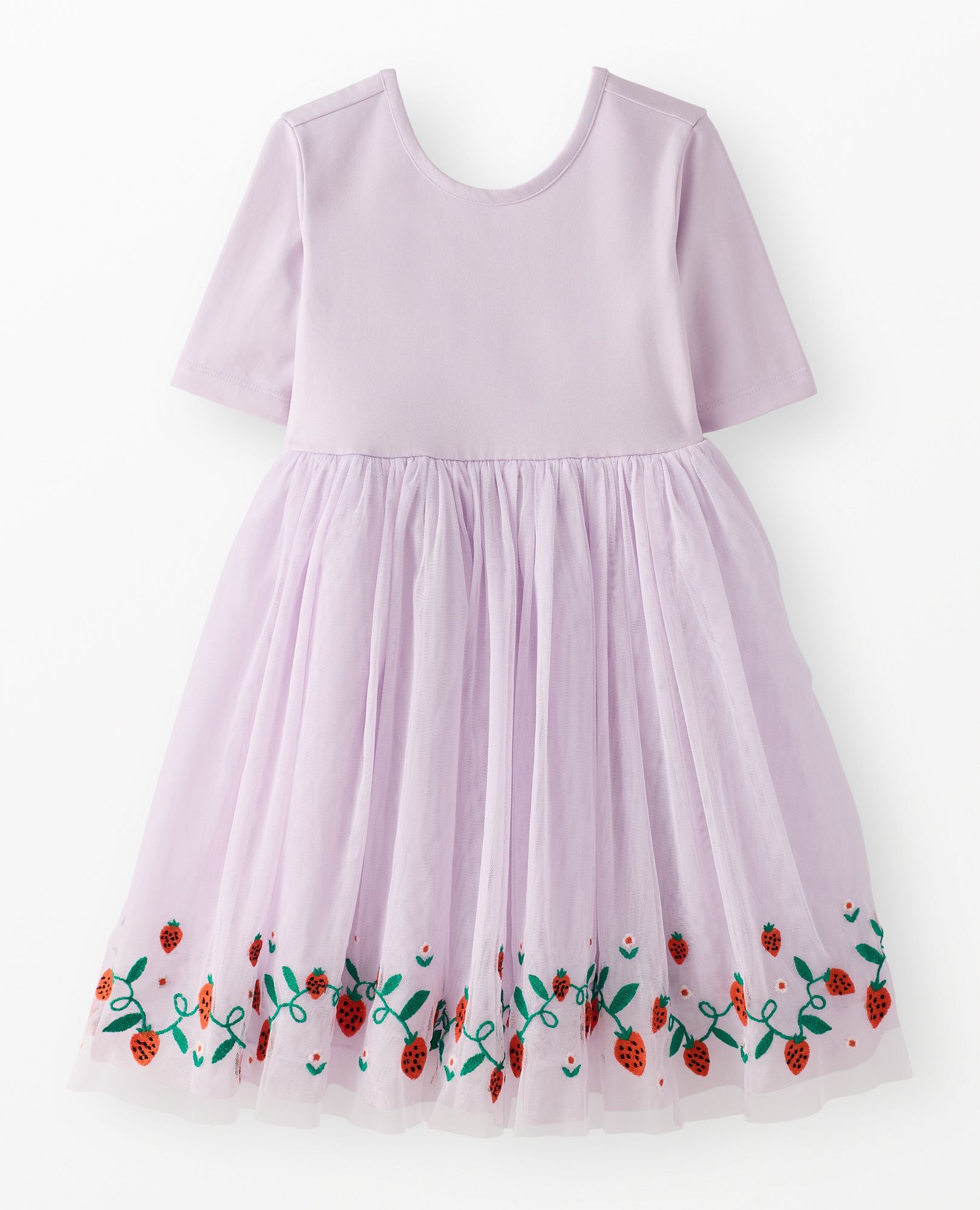 Tulle Embroidered Skater Dress in Strawberries on Orchid Hush - main