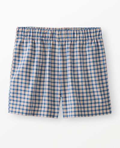 Women's Holiday Flannel Pajama Shorts in Blue Checkered Plaid - main
