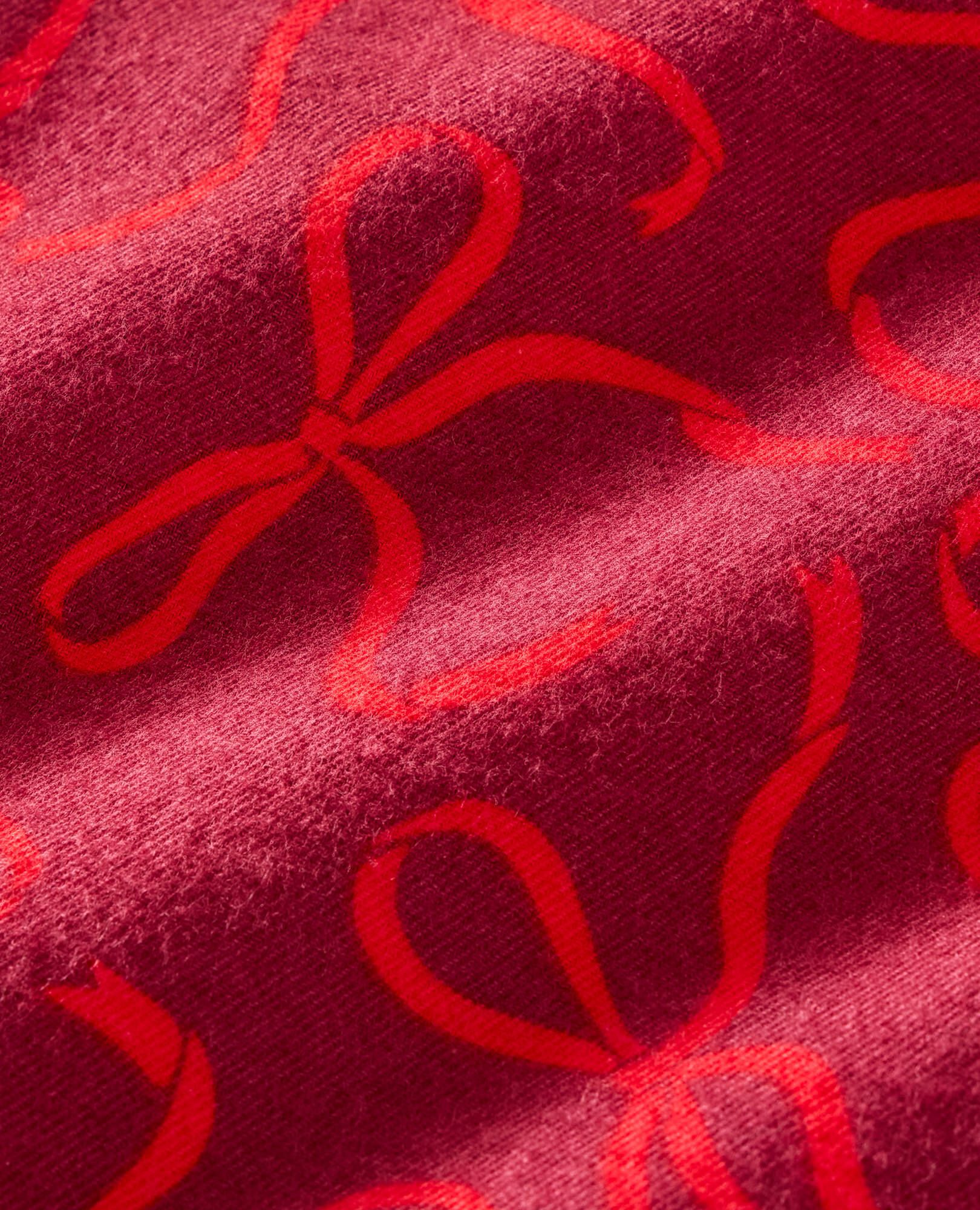 Women's Holiday HannaSoft™ Flannel Pajama Set in Bows on Beet Red - main
