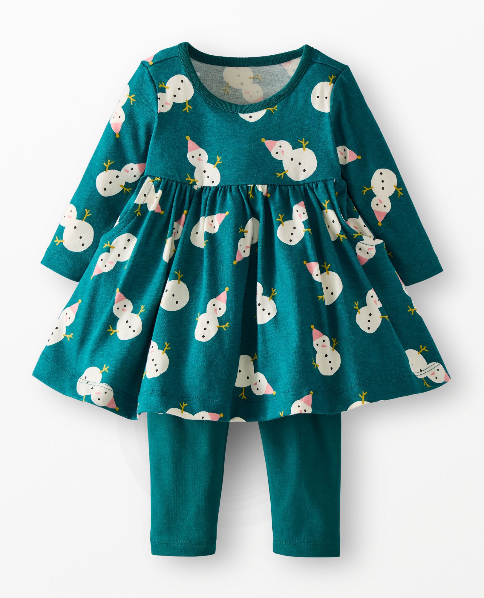 Baby Holiday Long Sleeve Everywhere Dress & Leggings Set in Frosty Friends - main