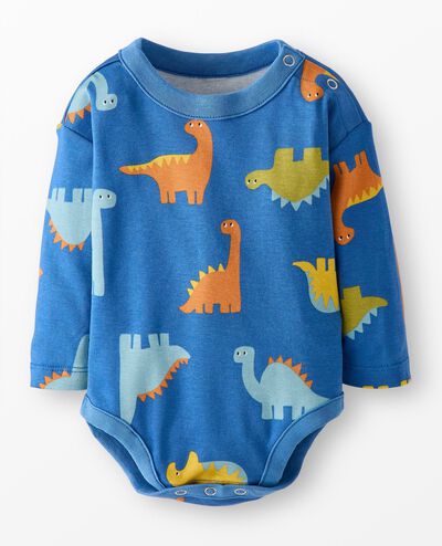 Baby Long Sleeve Bodysuit in Dinosaurs on Shadow Blue - main