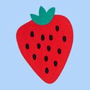 One-Piece Rashguard Swimsuit in Strawberry Sweetness on Blue - swatch