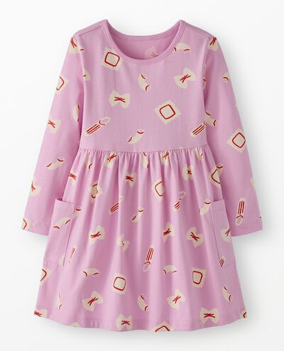 Long Sleeve Playground Dress with Pockets in Pasta Night on Tea Rose - main
