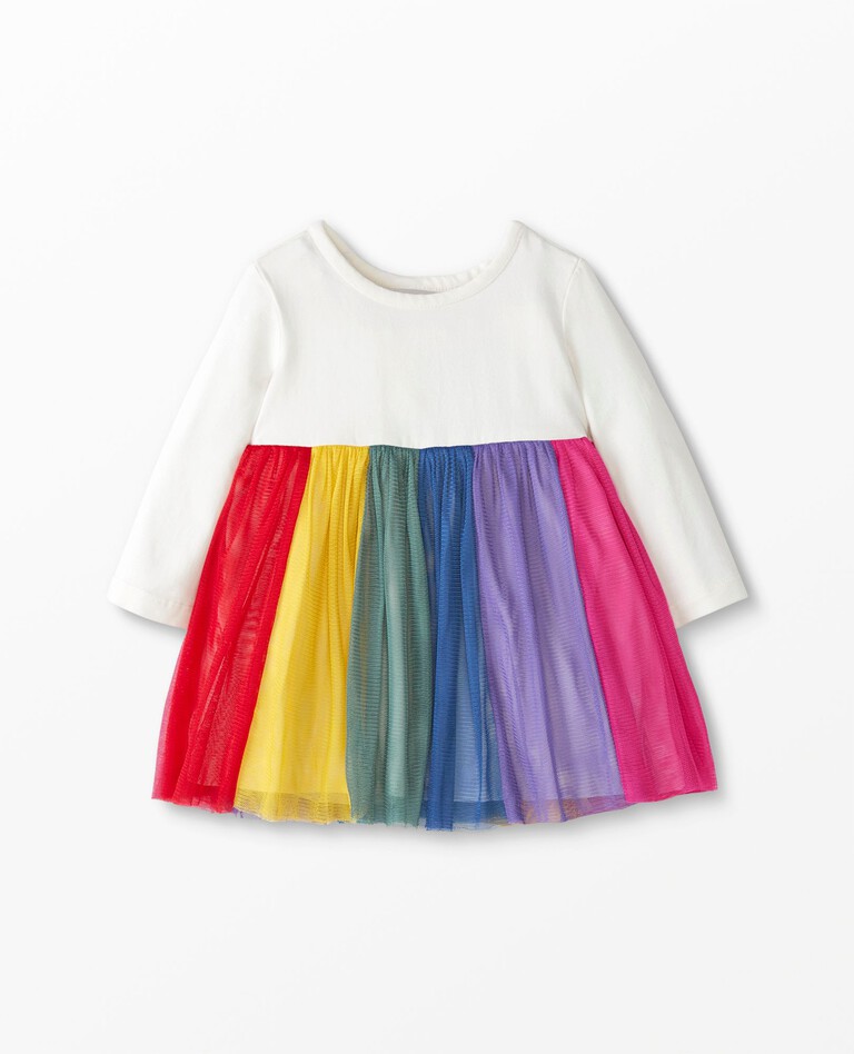 Baby Long Sleeve Rainbow Tulle Dress in Multi - main