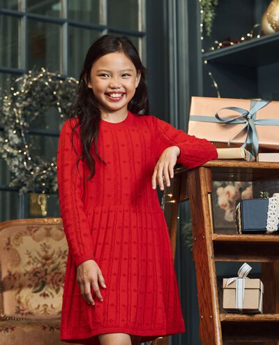 Long Sleeve Sweater Dress in Ribbon Red - main