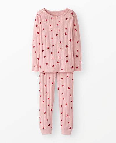 Valentine's Pointelle Pajama Set in Flourishing Hearts on Pink Frosting - main