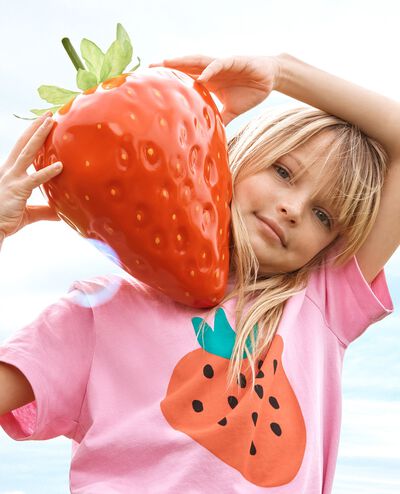 Relaxed Fit Graphic T-Shirt in Strawberry Sweetness on Echinacea - main